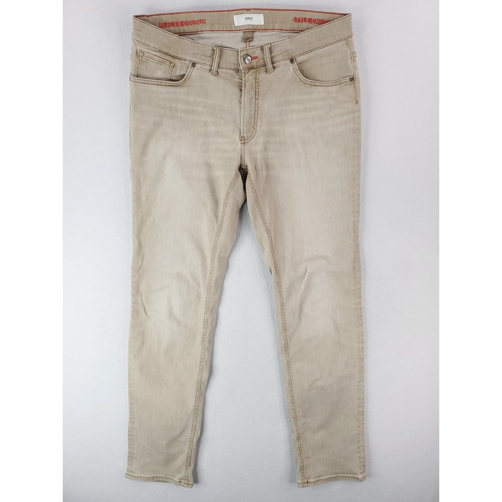 Brax‎ Jeans Mens 36x34 Khaki Chuck Skinny Hi Flex Stretch Denim Pants
